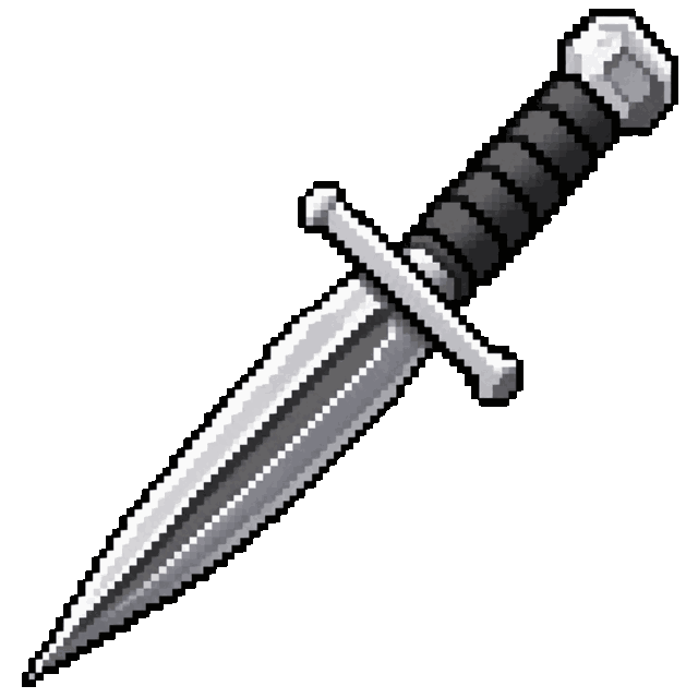 The Dagger logo, a pixel-art steel dagger